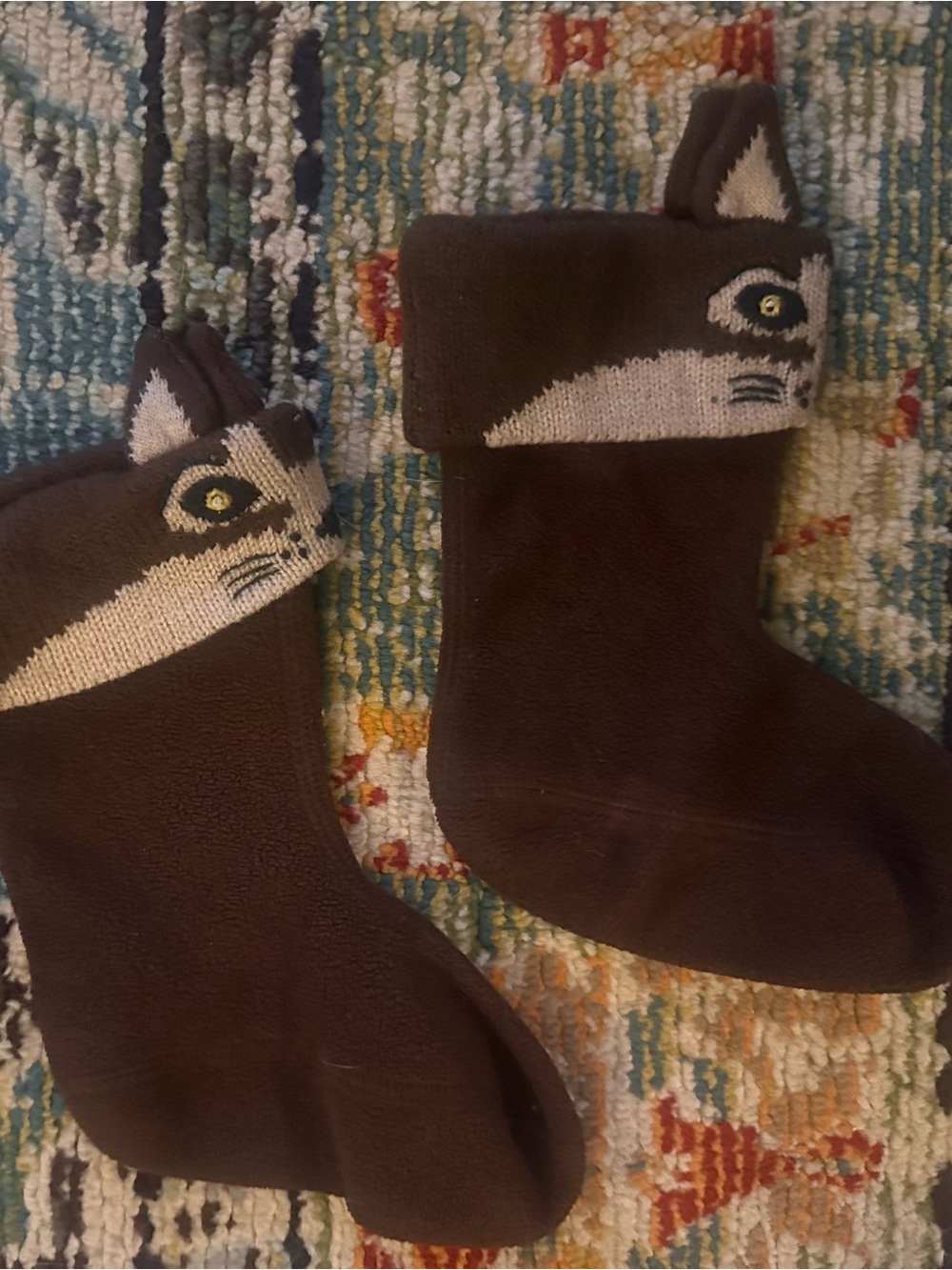 Mini Boden Brown fox Cuff Kids Socks - Brown and Cream
